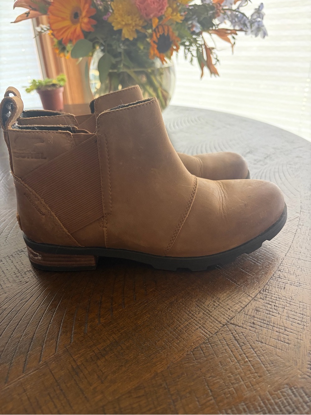Sorel Tan Leather Chelsea Ankle Booties